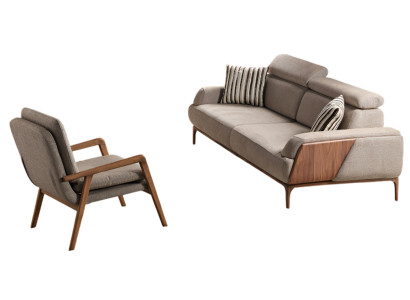Elegantes Beiges Wohnzimmer Set Stilvolles Stoffsofa Polstersessel