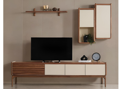 Elegante Wohnzimmer Garnitur TV-Lowboard Designer Wandregale 3tlg