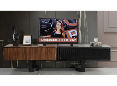 Braun-Schwarzes TV-Lowboard Designer Wohnzimmer TV-Unterschrank