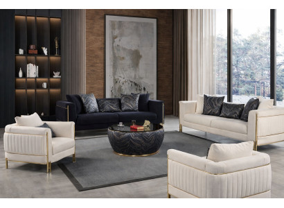 Exklusive Helle Couchgarnitur Edles Wohnzimmer-Set Polstersofas 4tlg