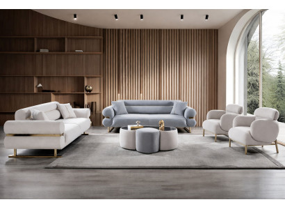 Schicke Sofagarnitur Polstersofas Designer Sessel Textilgarnitur