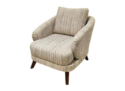 Beiger Sessel mit eleganter Textur und Holzbeinen für Ihr Zuhause.