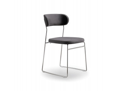 Grauer Polsterstuhl Edle Esszimmerstühle Designer Metallgestell