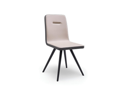 Exklusiver Esszimmerstuhl Designer Beiger Sitzstuhl Edle Holzfüße