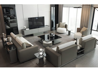Funktionales Set für das Wohnzimmer umfasst Sofas Sessel TV-Möbel und Tische