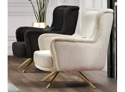 Elegantes 2x Sessel Set mit goldenen Beinen und luxuriösem Stoffbezug