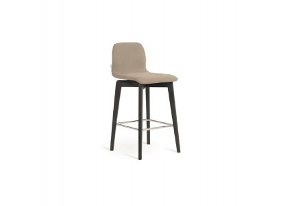 Beiger Barstuhl Designer Schwarzer Holzgestell Loungehocker