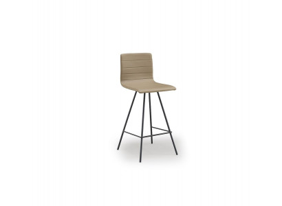 Stilvoller Beiger Barhocker Designer Kunstleder Edler Loungehocker