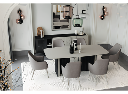 Stilvolles Esszimmer-Set mit Esstisch Stühlen und Konsole mit Spiegel
