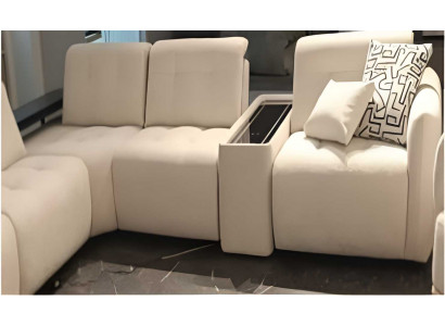 Beiges Wohnzimmer Polstersofa Designe Eckcouch L-Form Textilsofa
