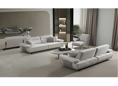 Elegante Weiße Wohnzimmer Couchgarnitur 2x Polstersofas Textilsessel