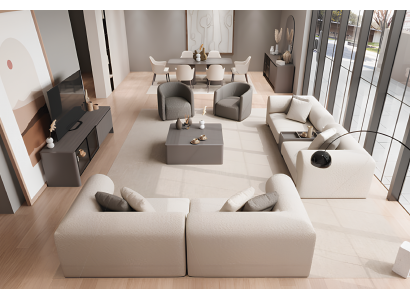 Komplett-Set für die Lounge Komfortable Sofas Sessel TV Lowboard und Tisch
