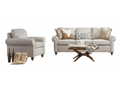 Komfortables Wohnzimmer-Set: 3-Sitzer und Sessel in elegantem Design.