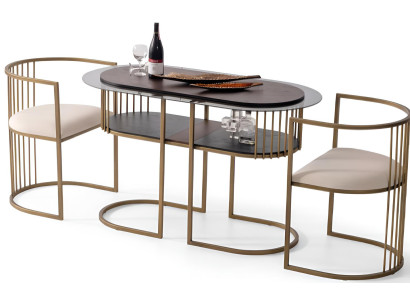 Elegante Esszimmergarnitur Stilvoller Esstisch 2x Designer Stühle
