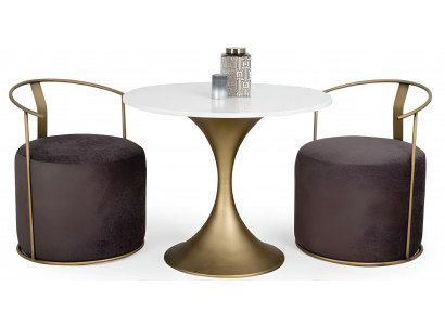Stilvoller Küchen-Set Designer Esstisch Moderne 2x Textilstühle