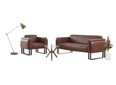 Exklusives Braunes Sofa-Set Luxuriöser 3-Sitzer Moderne Ledersessel