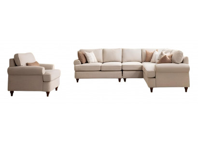 Wohnzimmer-Set mit L-förmigem Ecksofa und Passendem Sessel – Modern