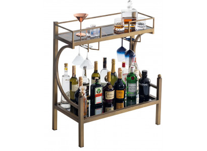 Stilvoller Barwagen Designer Marmorplatte Edle Metallrahmen Barregal