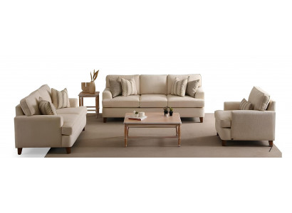 Wohnzimmer-Set 3-tlg. – 3-Sitzer, 2-Sitzer und Sessel in Beige