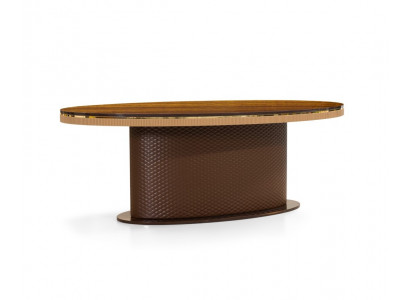 Brauner Ovaltisch Stilvolle Esszimmertische Designer Tischplatte