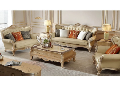 Stilvolle Klassische Sofagarnitur Designer 2-Sitzer 3-er Couchtische