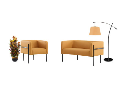 Exklusive Bunte Büro Sitzmöbel Ledercouch 2x Designer Ledersessel