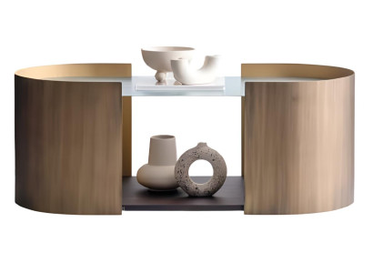 Beiger Ovaltisch Designer Wohnzimmer Couchtisch Designer Ablagetisch