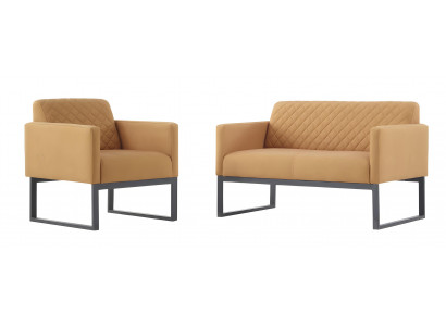 Stylisches Sofa-Set Designer Beiger 3-Sitzer 2x Textilsessel 3tlg