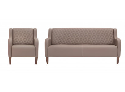 Beige Ledergarnitur Stilvoller 3-Sitzer 2x Ledersessel Edle Möbel