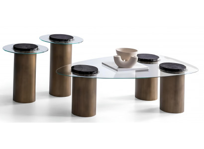 Luxuriöses Couchtisch-Set Moderne Glasplatten Wohnzimmertische 3tlg