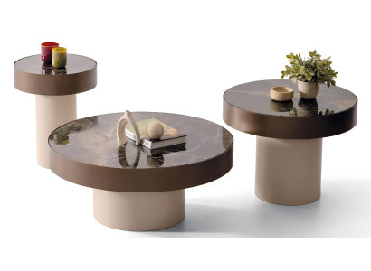 Designer Wohnzimmer Tisch-Set Edler Couchtisch Runde Beistelltische