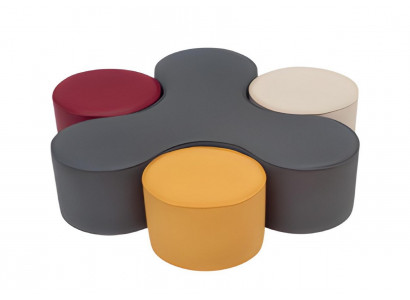 Stilvolles Hocker-Set Designer Textil Poufs Wohnzimmer Sitzhocker
