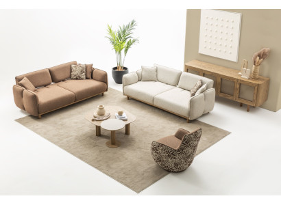 Elegantes Wohnset: 2x 4-Sitzer, Sessel und 3 Tische für Ihr Wohnzimmer