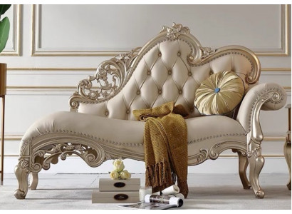 Klassische Chaiselongue Designer Holzrahmen Kunstlederbezug Möbel