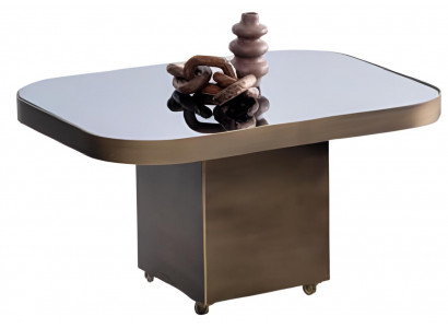 Stilvoller Brauner Beistelltisch Moderne Glasoberfläche Metallrahmen