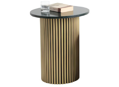 Eleganter Beistelltisch mit Marmor und vertikalem Metallrahmen