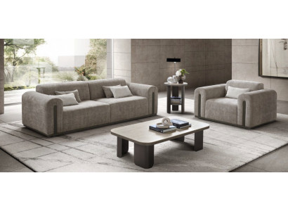 Modernes Sofa-Set Designer Exklusiver 2-Sitzer Textilsessel Tische
