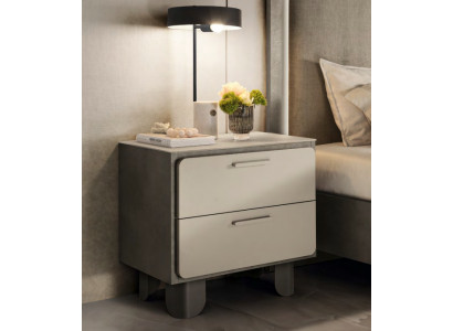 Moderner Beiger Nachttisch Stilvoller Schlafzimmer Holzschrank