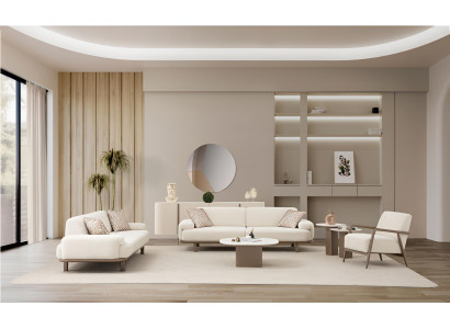 Weißes Wohnzimmer-Set – Sofas, Sessel, Couchtisch, Beistelltische & Sideboard
