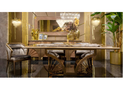 Stilvolles Esszimmer-Set Moderner Esstisch Designer 4x Polsterstühle