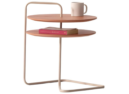 Designer Beistelltisch mit zwei Ebenen und minimalistischer Struktur