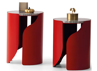 Designer Roter Beistelltisch-Set Stilvolle Ablagetische Flurtische