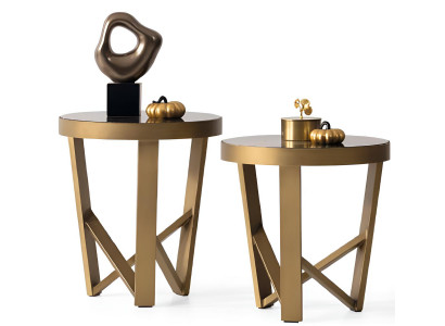 Stilvoller Runder Beistelltisch Designer Marmorplatte Kaffeetisch