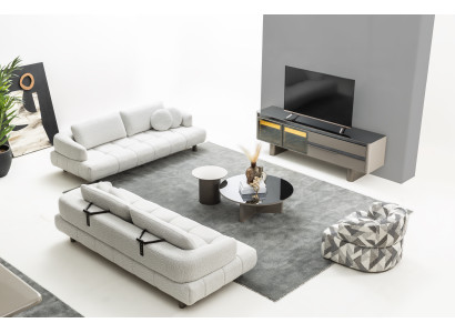 Elegantes Wohnzimmer-Set Sofas Sessel Couchtisch & TV-Lowboard