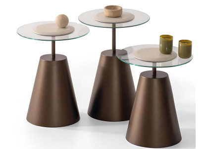 Eleganter Beistelltisch-Set Braune Ablagetische Edle Glasplatte 3tlg