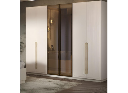Moderner Beiger Kleiderschrank Garderobenschrank Edler Glasschrank