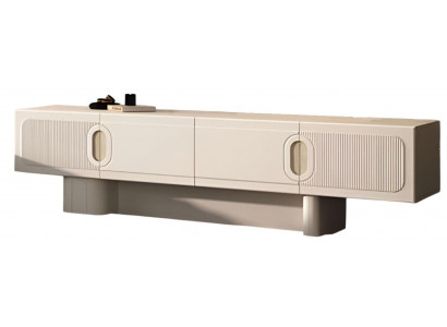 Modernes Beiges TV-Lowboard Designer Wohnzimmer Holz Anrichte