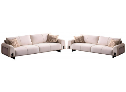 Beige Wohnzimmer Sofas Designer Dreisitzer Couch Textil Lehnsessel