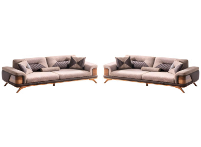 Elegante Hellbraune Couchgarnitur Designer Dreisitzer Luxus Sofas