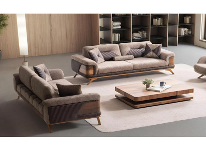 Exklusives Braunes Sofa-Set Designer Polstersofas Designer 3-Sitzer